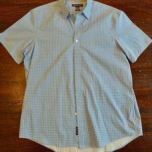 Michael Kors Light Blue Geometric Short Sleeve Shirt